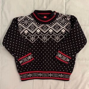 Hanna Andersson Navy and White Kids Sweater with Red Trim